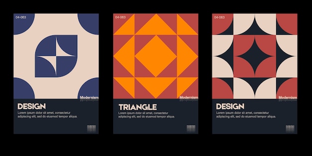 New aesthetics of modernism in poster design vector cards. Brutalism inspired graphics.