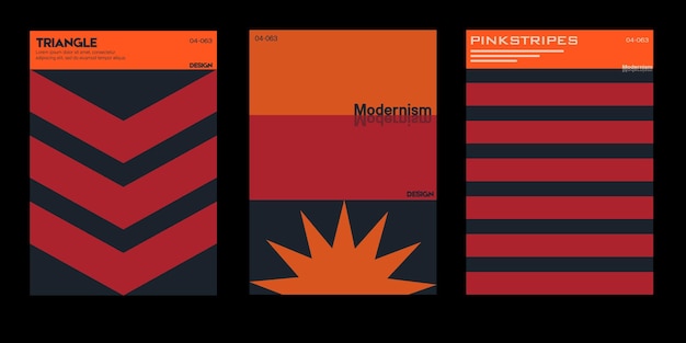 Vector new aesthetics of modernism in poster design vector cards brutalism inspired graphics