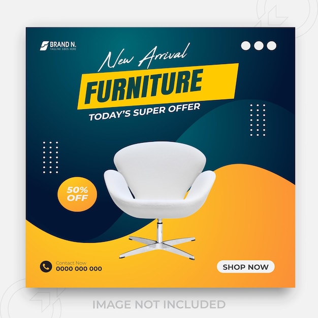 New arrival furniture today's super offer and 2 color gradient clean background or professional branding construction social media instagram post design template