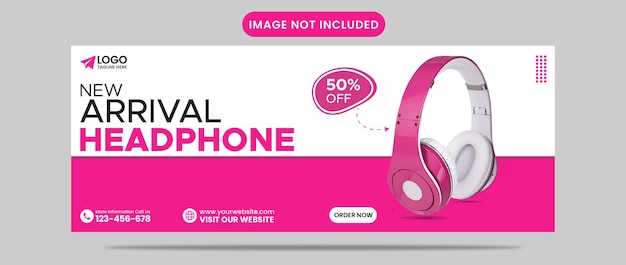 New arrival headphone social media banner template design