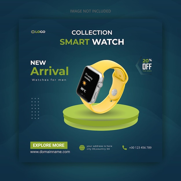 New arrival smart watch sale social media post template