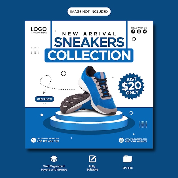 New Arrival Sneakers Shoes Collection social media post template design