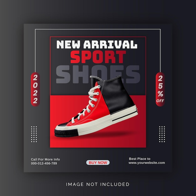 Vector new arrival sport shoes editable instagram banner ad concept social media post template