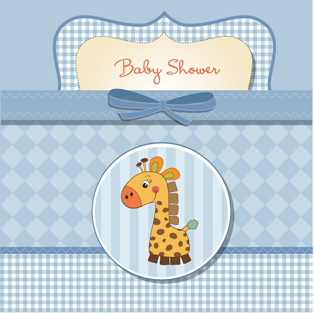 Vector new baby announcement card with giraffe