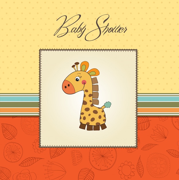 New baby announcement card with giraffe