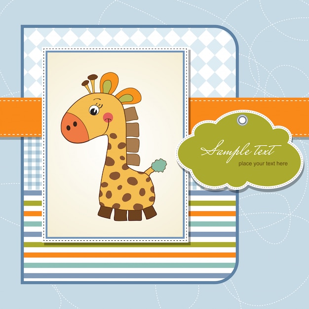 New baby announcement card with giraffe