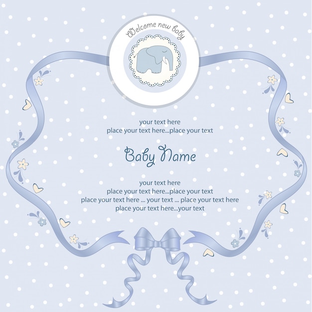 Vector new baby boy announcement card