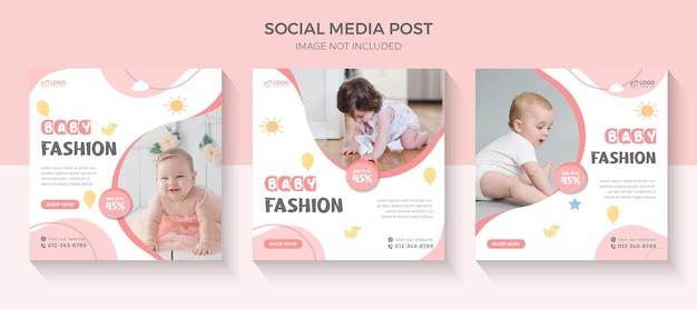 New baby fashion sale and kids fashion sale social media post collection design