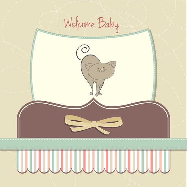 Vector new baby shower card with cat