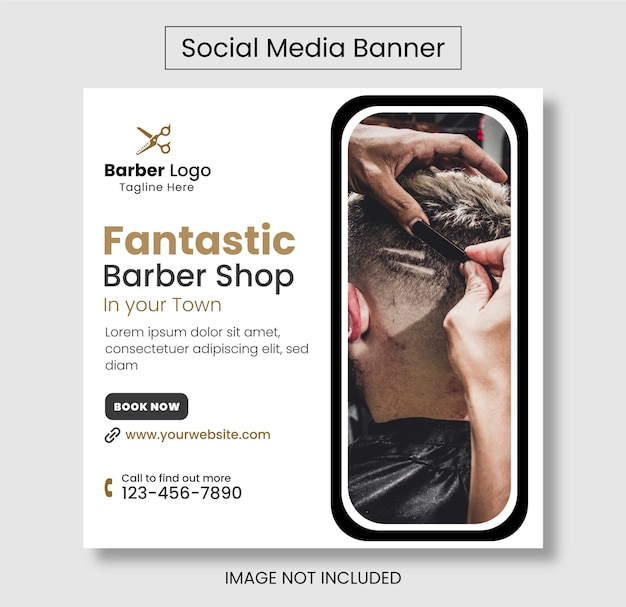 New Barber Shop Social  Media post Banner Design  Template.