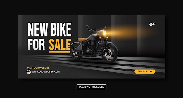 new bike sale promotion social media cover banner on red podium template