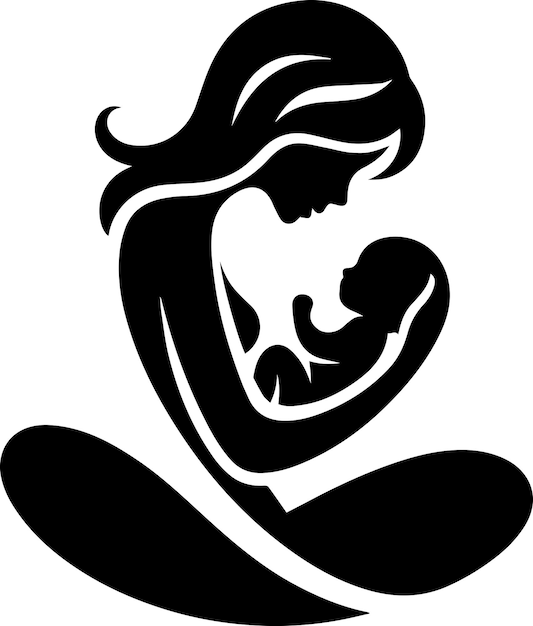 Vector new born baby with mother vector silhouette 11