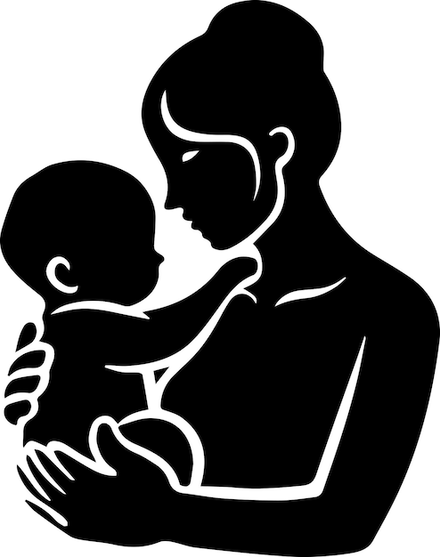 New born baby with mother vector silhouette 21