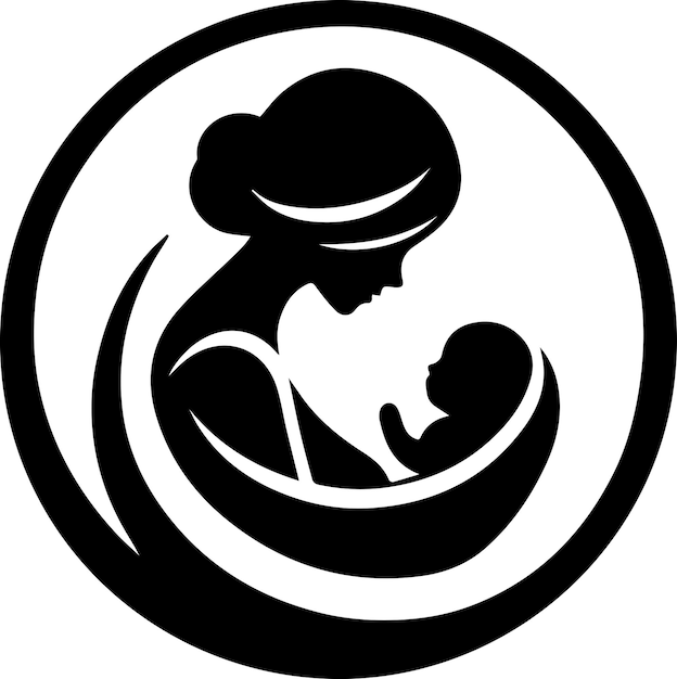 New born baby with mother vector silhouette 2