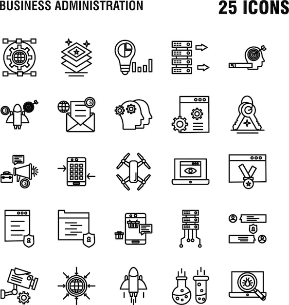 new business administration line icons set free