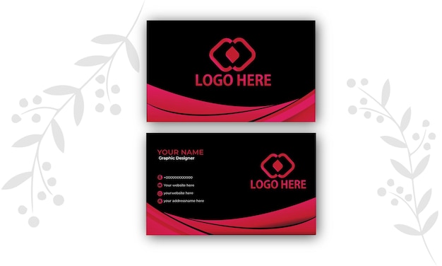 New business card design black background design color red gradian