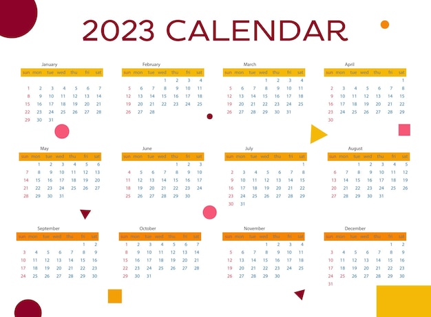 The new for calendar 2023 different geometries