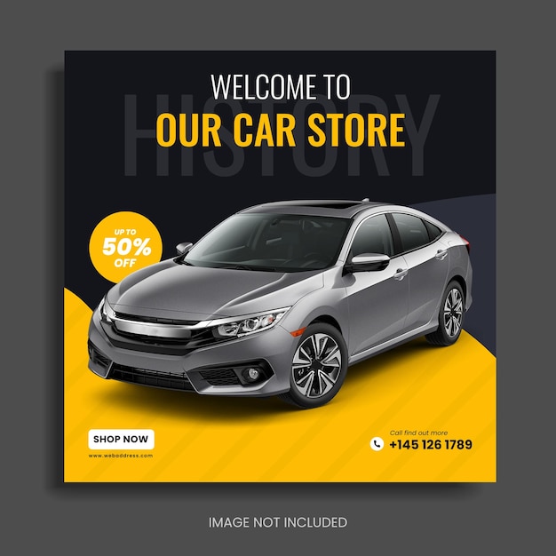 new car promo banner social media post facebook instagram template square flyer design vector