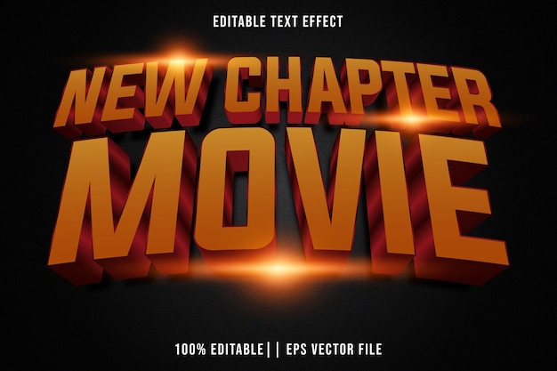 Vector new chapter movie editable text effect 3d modern style