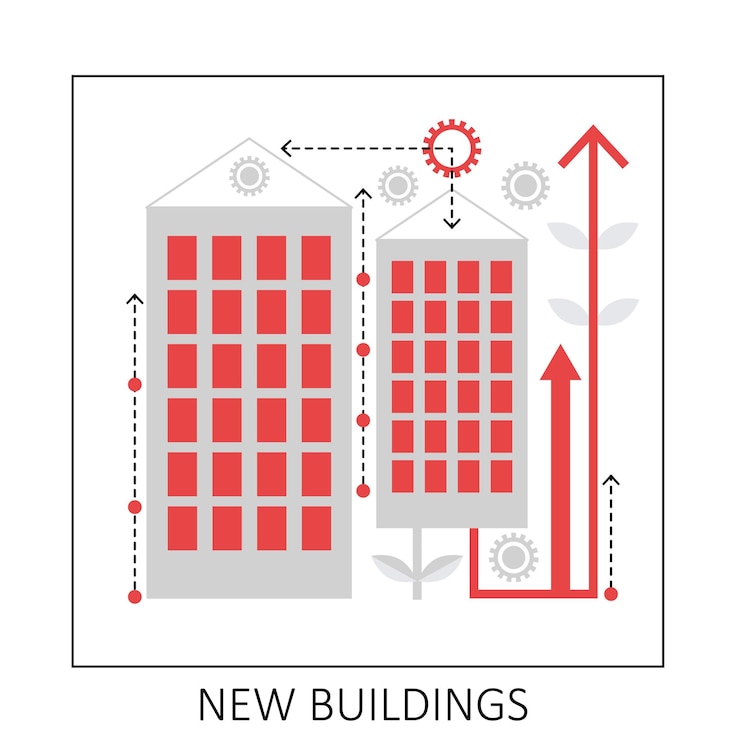 Vector new city buildings construction