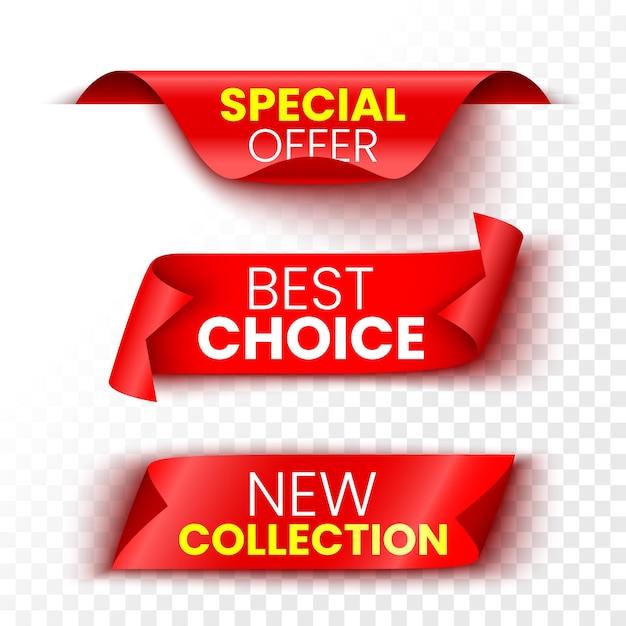 New collection, best choice, and special offer banners. red sale stickers.