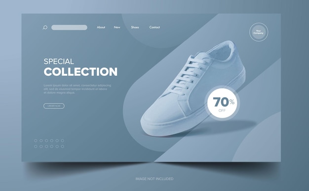 Premium Vector | New collection blue shoes sale web banner template