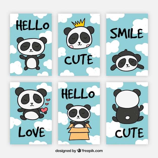 New collection of cards with fun panda bear