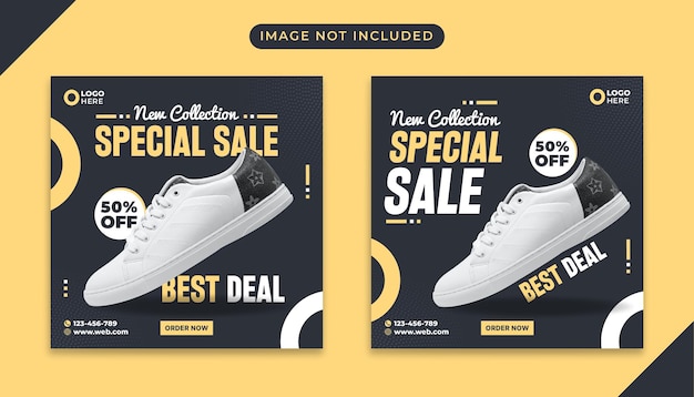 New collection sneaker fashion sale banner social media post template