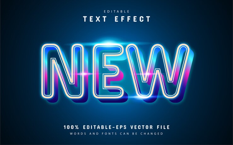 Vector 新的彩色發光線文字效果