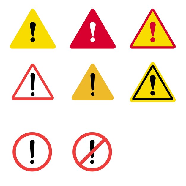 A new A comprehensive set of warning sign icons designed for safety caution and hazard alerts in