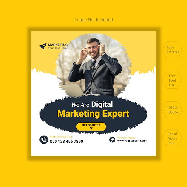 New creative digital marketing expert social media post template