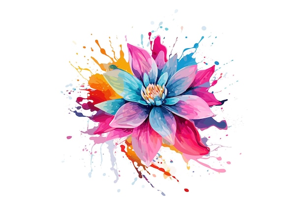 New creative floral watercolor vector splash flower design