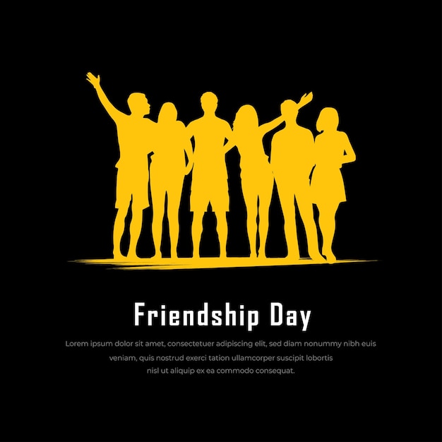 New design of friendship day with cheerful youth silhouette vector