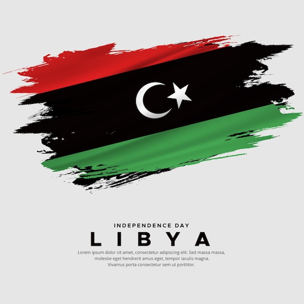 추상 브러시 벡터와 리비아 독립 기념일 벡터 리비아 국기의 새로운 디자인