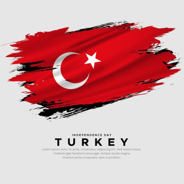 Vector new design of turkey independence day vector turkey flag with abstract brush vector