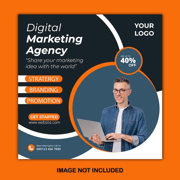 Новое агентство цифрового маркетинга и шаблон корпоративных социальных сетей instagram post vector premium