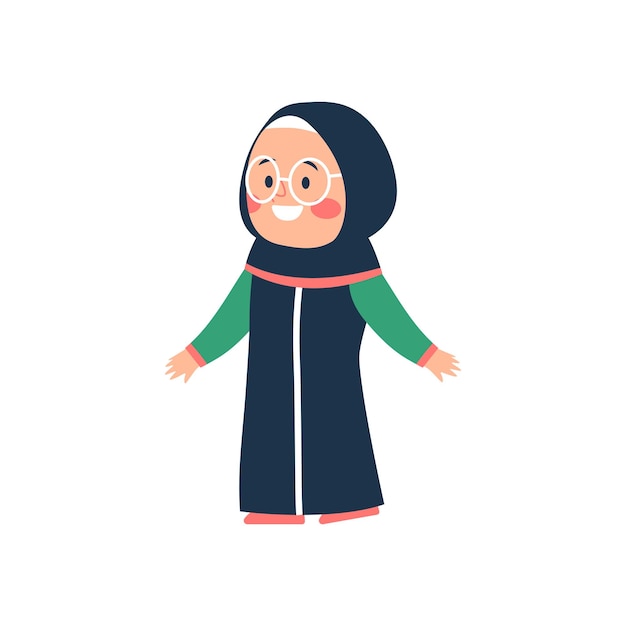 Vector new dress muslim girl illustration sticker