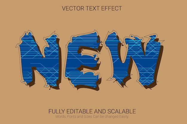 new editable text effect, blue color text style