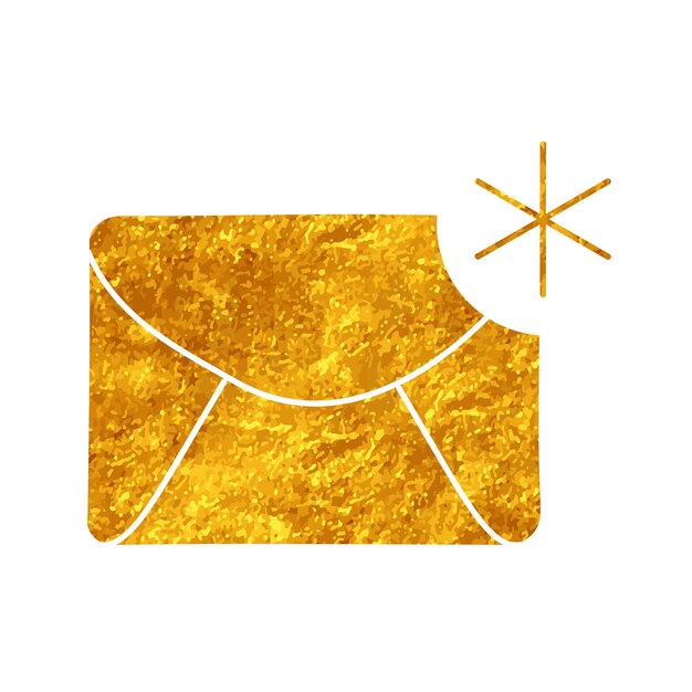 Vector new email drawing in gold color style