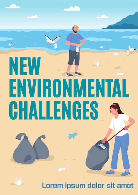 New environmental challenges poster flat template