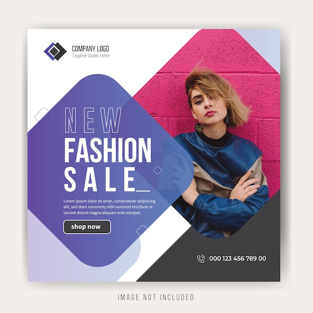 New fashion sale Instagram promotion post template design premium vector