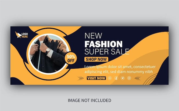 New fashion super sale facebook cover design banner template