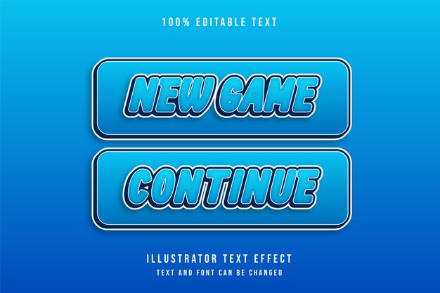 New game continue, 3d editable text effect