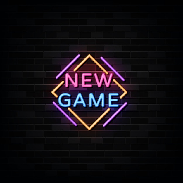 Vector new game neon signs style text