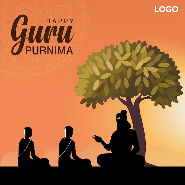 new happy guru purnima guru and shishya teaching god abstract vector illustration design