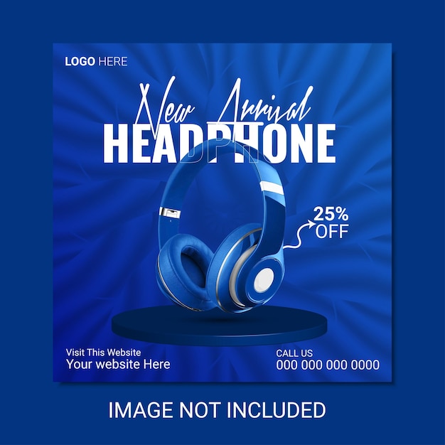 new headphone super sale social media banner template