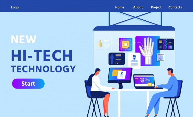Vector new hi-tech technology promotion landing page