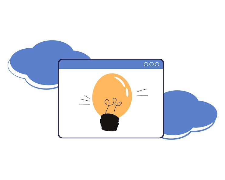 Vector new idea concept on the screen of a  tablet  light bulb on the screen vector illustration