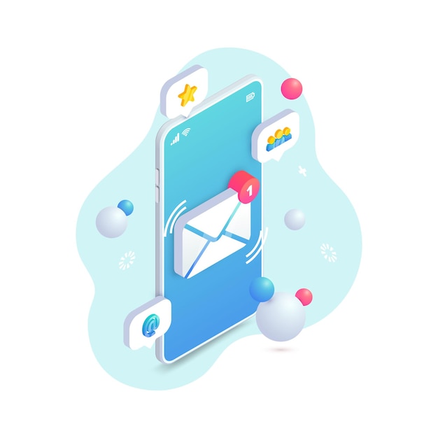 New incoming message isometric concept