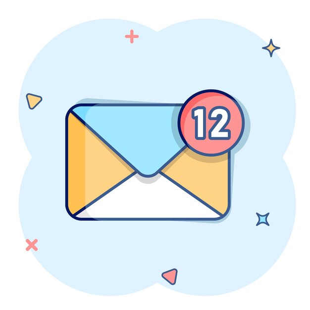 New incoming messages icon in comic style Envelope with notification cartoon vector illustration on isolated background Email sign business concept splash effect